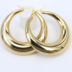 NEW Yellow Gold High Shine Round Hoop Earrings